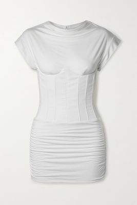 LaQuan Smith - Ruched Stretch-jersey Mini Dress - White