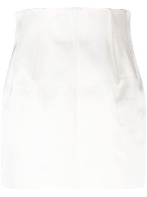 LaQuan Smith satin-finish high-waisted miniskirt - White
