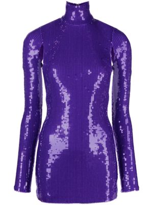 LaQuan Smith sequin-embellished open-back minidress - Purple