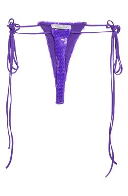 LaQuan Smith Sequin Side Tie Thong in Grape