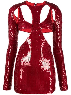 LaQuan Smith sequinned cut-out minidress - Red