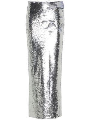 LaQuan Smith sequinned maxi skirt - Silver