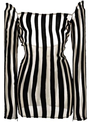 LaQuan Smith stripe-print scoop-back minidress - Black
