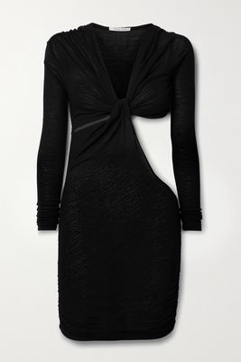 LaQuan Smith - Twist-front Cutout Wool Mini Dress - Black