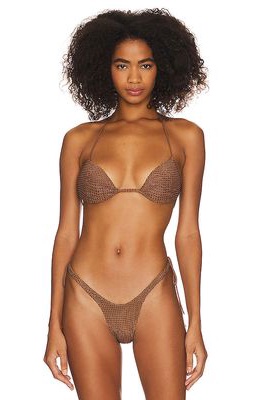 LaQuan Smith x REVOLVE Crystal Bikini Top in Brown