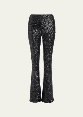 Lara Sequin-Embellished Bootcut Pants