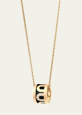 L'Arc de DAVIDOR Bead Necklace in 18K Yellow Gold with Caviar Lacquered Ceramic and Colonnato Diamonds