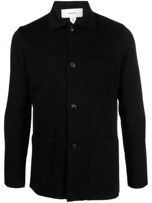 Lardini Americana spread-collar wool cardigan - Black