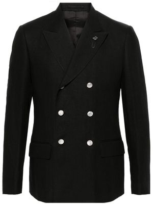 Lardini Attitude linen double-breasted blazer - Black