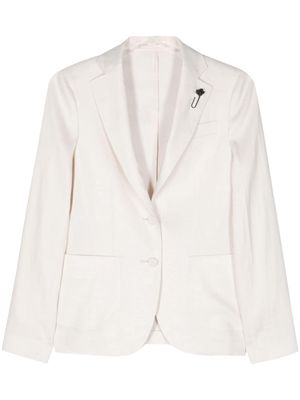 Lardini brooch-detail linen-blend blazer - Neutrals