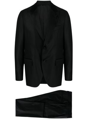 Lardini brooch-detail single-breasted wool suit - Black
