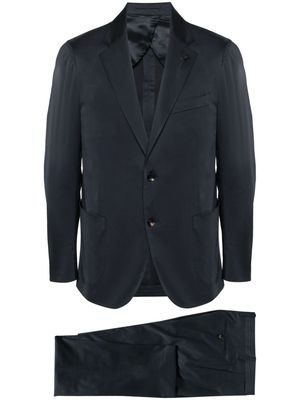 Lardini brooch-detail stretch-cotton suit - Blue