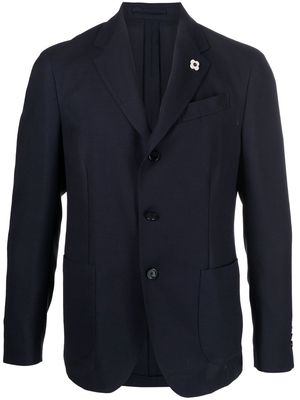 Lardini brooch-detail wool blazer - Blue