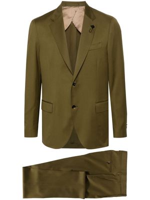Lardini brooch-detail wool suit - Green