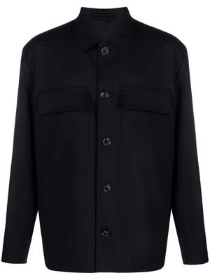 Lardini button-down wool shirt jacket - Blue