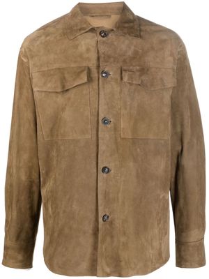 Lardini calf-suede shirt jacket - Brown