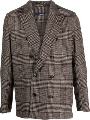 Lardini check-pattern double-breasted blazer - Brown