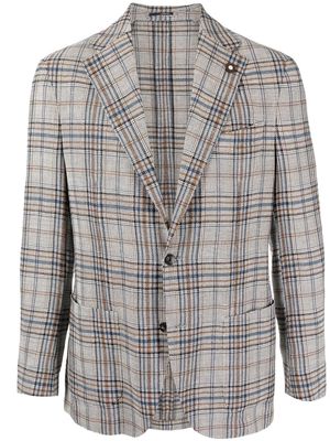 Lardini check-pattern single-breasted blazer - Grey
