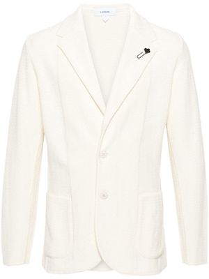 Lardini chevron-knit single-breasted blazer - White