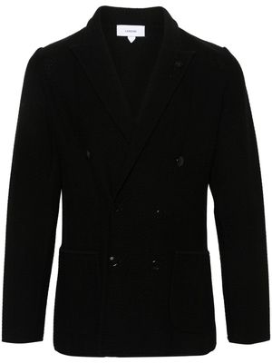 Lardini double-breasted chevron-knit blazer - Black