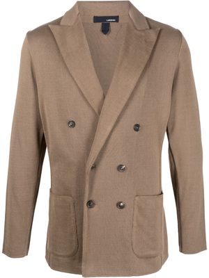 Lardini double-breasted cotton blazer - Brown