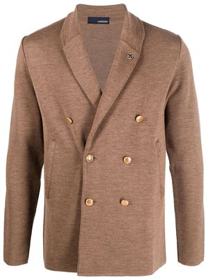 Lardini double-breasted knit blazer - Brown