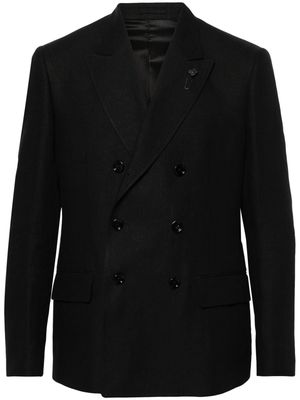 Lardini double-breasted linen blazer - Black