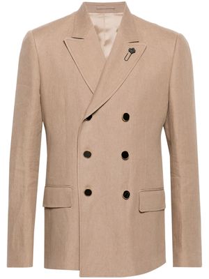 Lardini double-breasted linen blazer - Neutrals