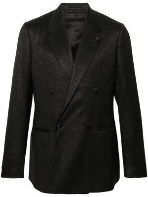 Lardini double-breasted metallic-threading blazer - Black