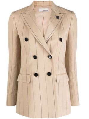 Lardini double-breasted pinstripe jacket - Neutrals