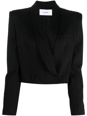 Lardini double-breasted velour cropped blazer - Black
