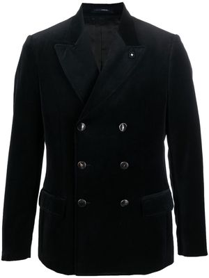 Lardini double-breasted velvet blazer - Black