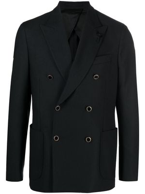 Lardini double-breasted wool-blend blazer - Black
