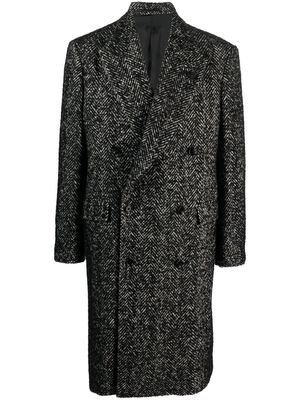 Lardini double-breasted wool-blend coat - Black
