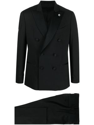 Lardini double-breasted wool-blend suit - Black
