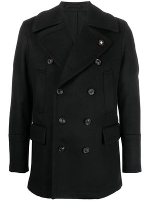 Lardini double-breasted wool coat - Black