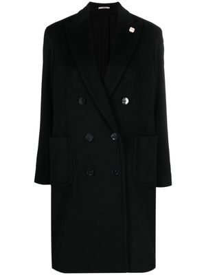 Lardini double-breasted woollen coat - Black