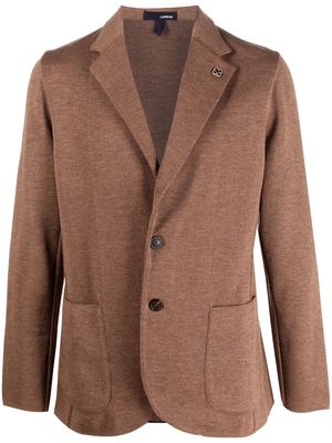 Lardini fine-knit single breasted blazer - Brown
