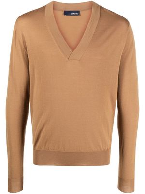 Lardini fine-knit V-neck jumper - Neutrals