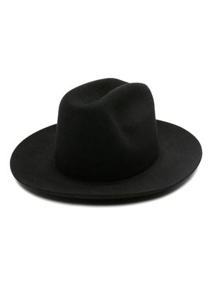 Lardini flat-brim wool felt fedora hat - Black