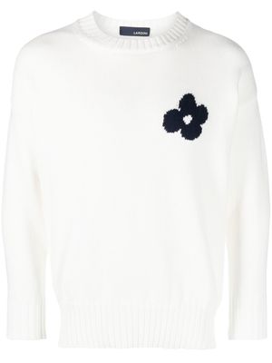 Lardini floral-print knitted jumper - White