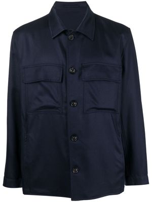 Lardini gabardine satin shirt jacket - Blue