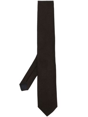 Lardini geometric-embroidered tie - Brown