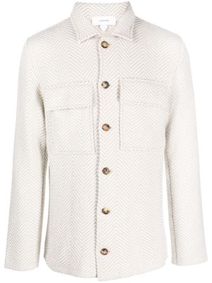Lardini herringbone wool-blend shirt jacket - Neutrals
