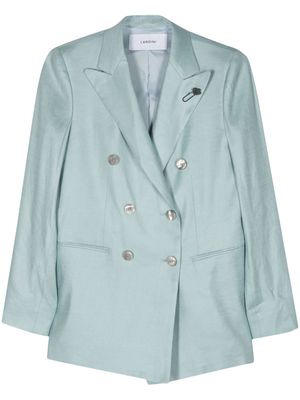 Lardini linen-blend double-breasted blazer - Blue