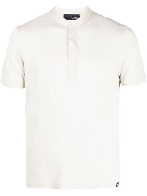 Lardini logo-tag linen polo shirt - Neutrals