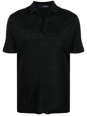 Lardini logo-tag split-neck polo shirt - Black
