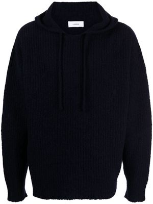 Lardini long-sleeve ribbed hoodie - Black
