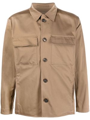 Lardini long-sleeve stretch-cotton shirt - Brown