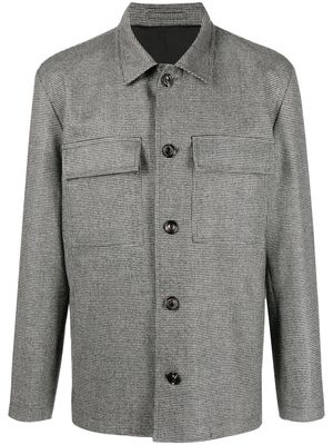 Lardini micro houndstooth-pattern shirt jacket - Black